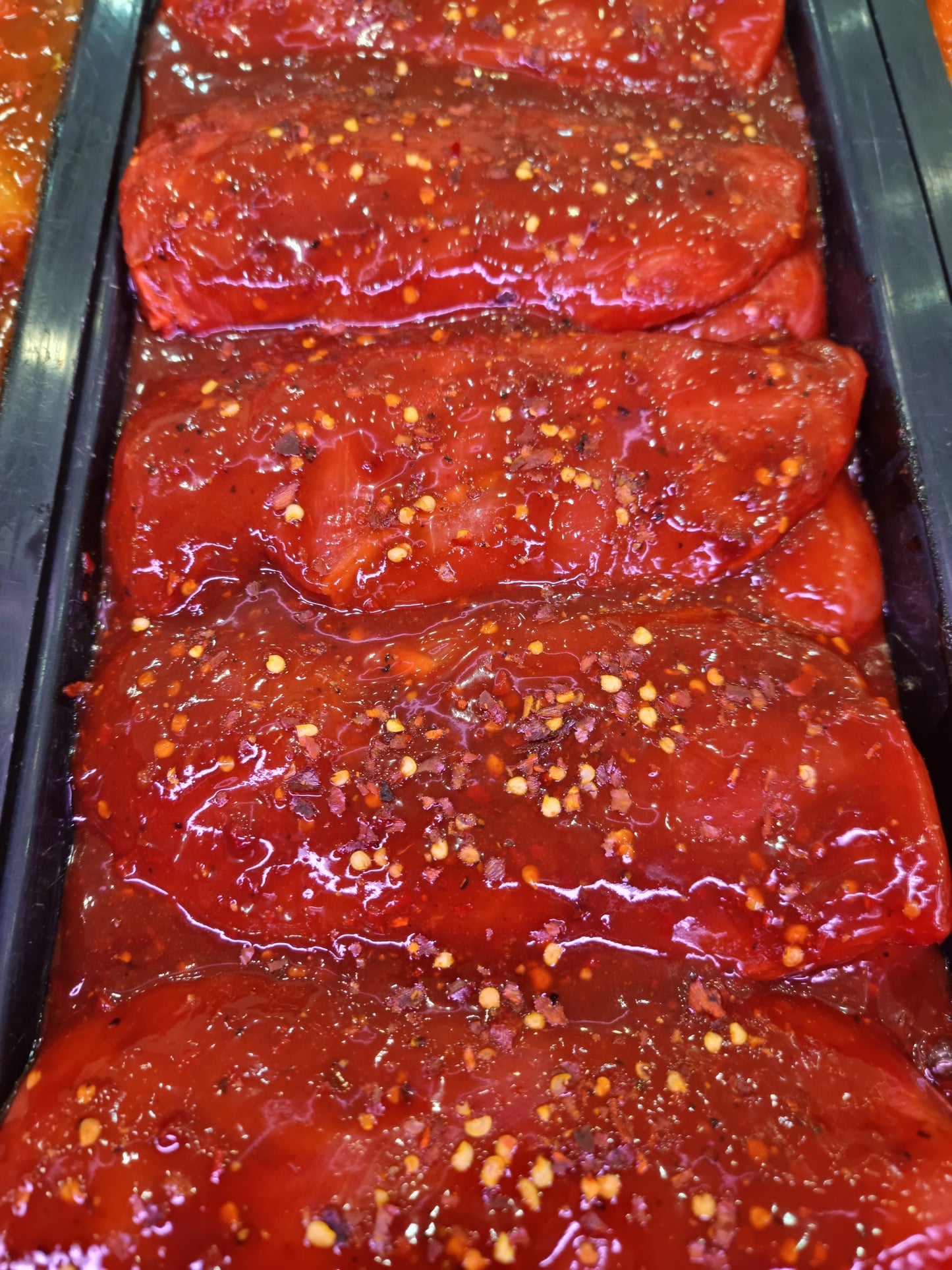 Chicken breast in red wine and garlic marinade